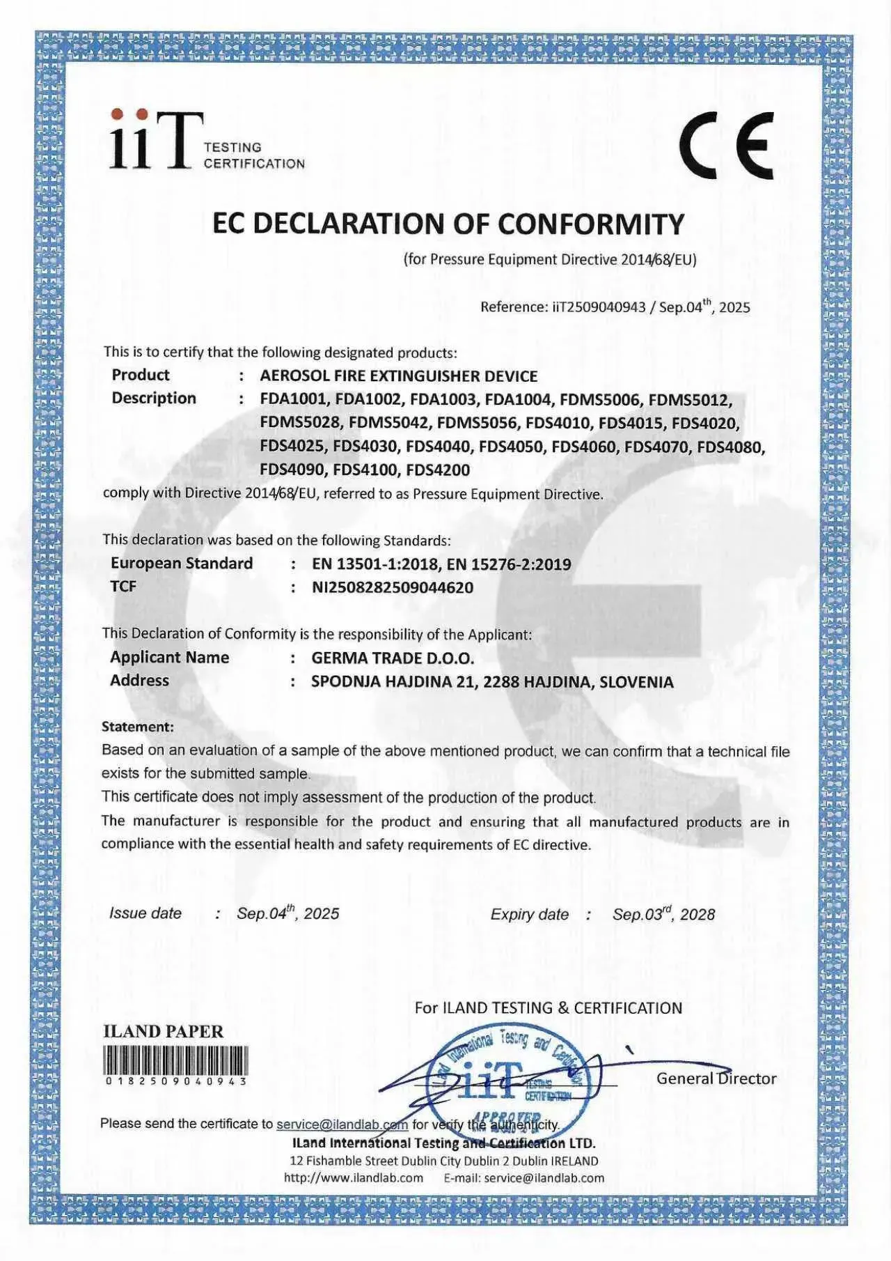 EC Declaration - Aerosol 