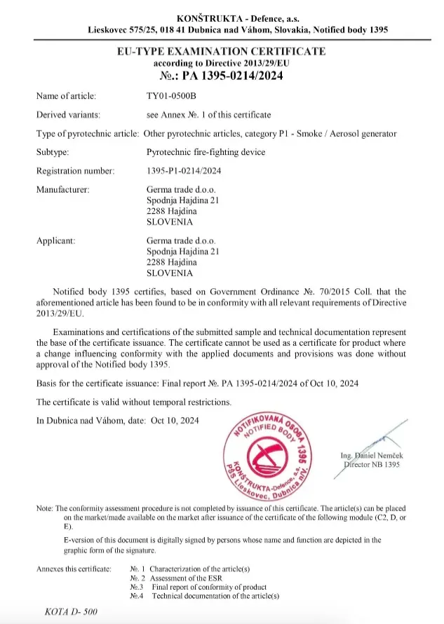 EU Certificate thumbnail - Aeorosol